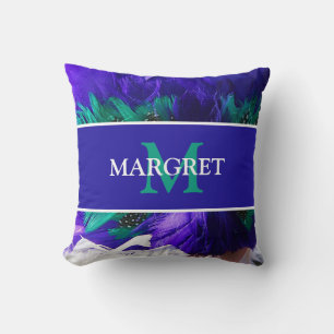 Mardi Gras monogram initial on purple fat Tuesday Cushion