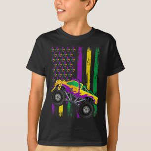 Mardi Gras Monster Truck Beads Flag Shirt