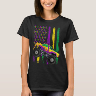 Mardi Gras Monster Truck Beads Flag Shirt