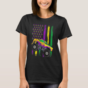 Mardi Gras Monster Truck Beads Flag Shirt, Kids Bo T-Shirt