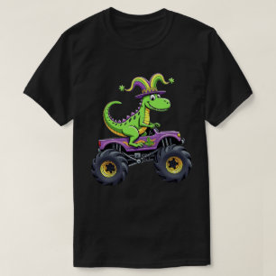 Mardi Gras Monster Truck Dinosaur t rex T-Shirt
