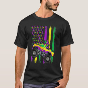 Mardi Gras Monster Truck Jester Beads Flag Shirt, T-Shirt
