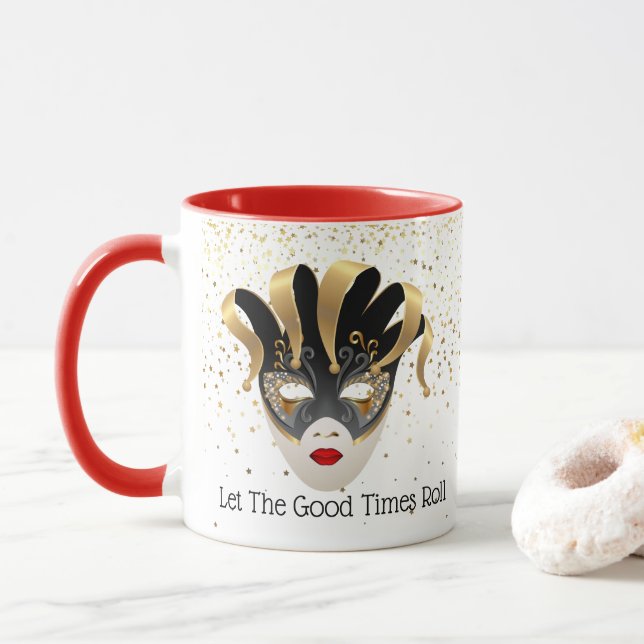 Mardi Gras Mug-Let The Good Times Roll Mug (With Donut)