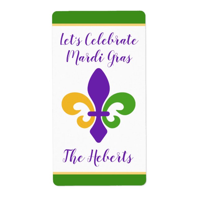 Mardi Gras NAME Green Gold Purple Fleur de Lis (Front)