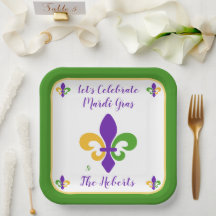 Mardi Gras NAME Green Gold Purple Fleur de Lis