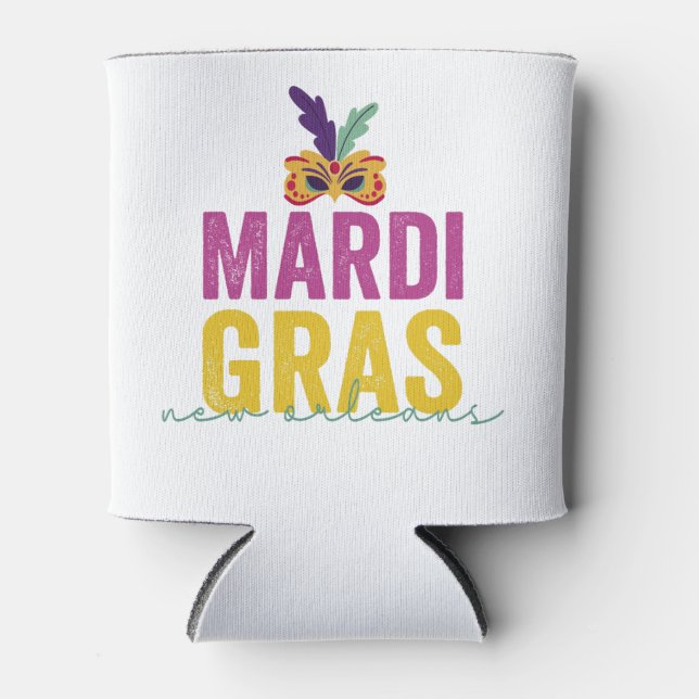 Mardi Gras New Orleans 2024 Carnival Gift  Can Cooler (Front)