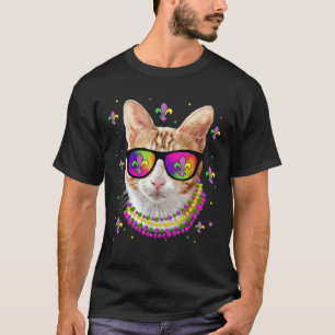 Mardi Gras New Orleans Cat Mask With Sunglasses T-Shirt