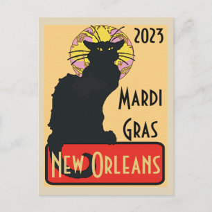 Mardi Gras New Orleans Chat Noir Edit Text  Poster Postcard