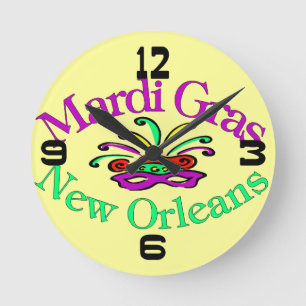 Mardi Gras New Orleans Clock Face