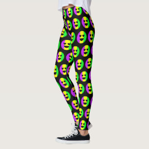 Mardi Gras New Orleans Cute Funny Smiling Emoji Leggings