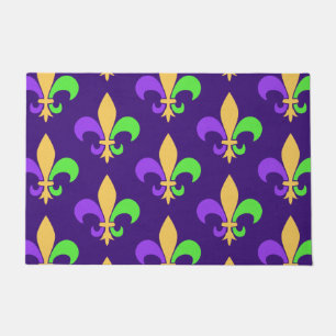 Mardi Gras New Orleans Fleur de Lis Purple Doormat