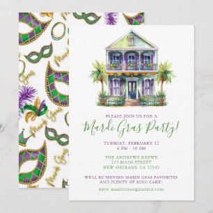 Mardi Gras New Orleans House Party Invitation