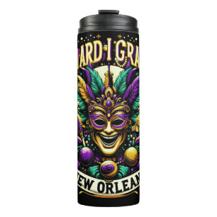 Mardi Gras New Orleans Jester Mask Design Thermal Tumbler