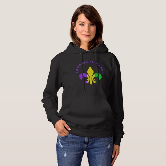 Mardi Gras New Orleans Louisiana Fleur-de-Lis Hoodie (Front Full)