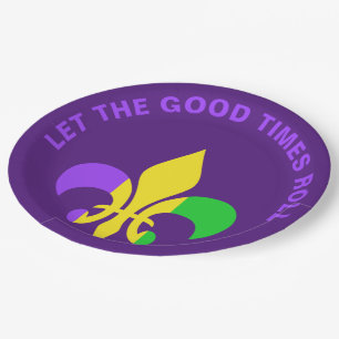 Mardi Gras New Orleans Louisiana Fleur-de-Lis Paper Plate