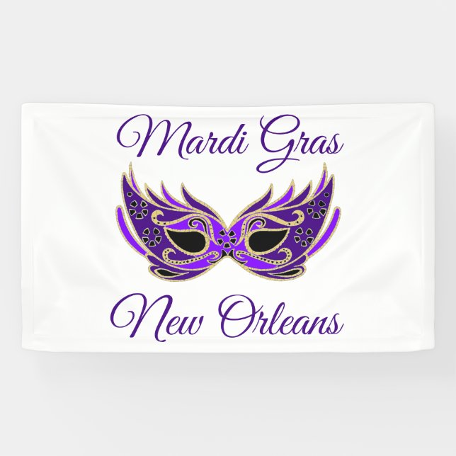 Mardi Gras New Orleans Mask Banner (Horizontal)