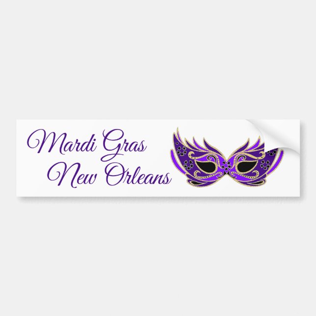 Mardi Gras New Orleans Mask Bumper Sticker (Front)