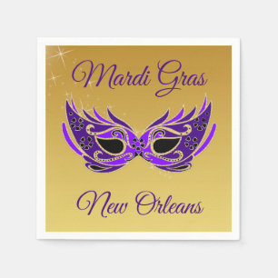 Mardi Gras New Orleans Mask on Gold Napkin