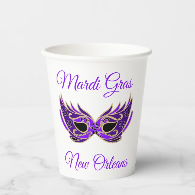 Mardi Gras New Orleans Mask Paper Cups (Front)