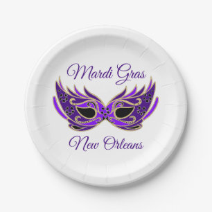 Mardi Gras New Orleans Mask Paper Plate