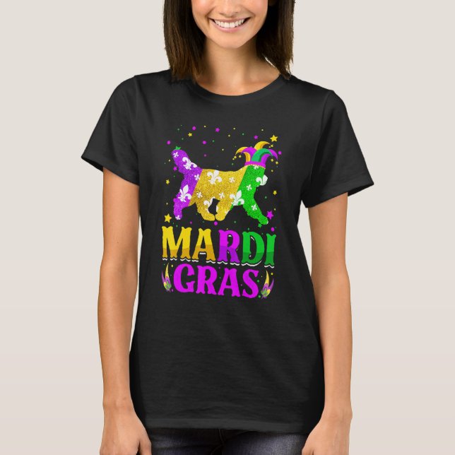 Mardi Gras Newfoundland Dog Lover Carnival Jester T-Shirt (Front)