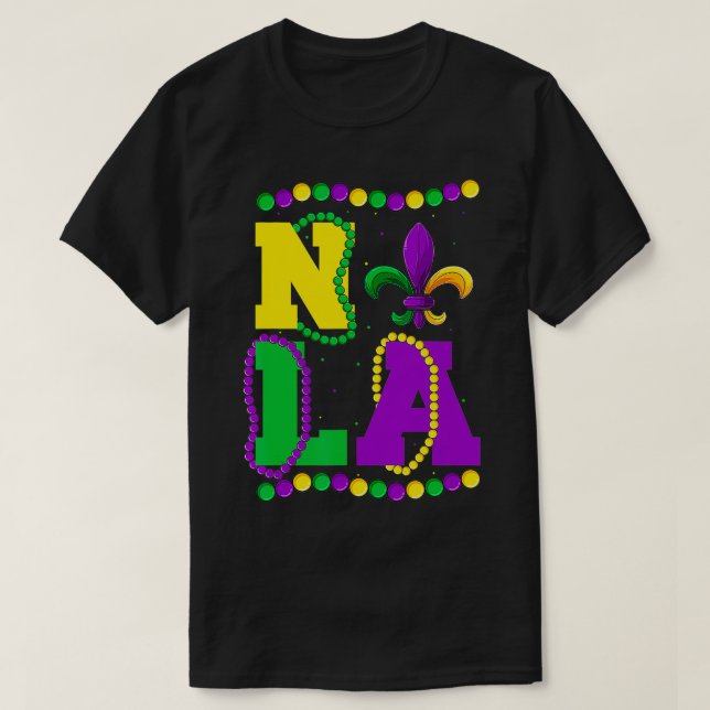 Mardi Gras Nola FleurDeLys & Beads Apparel, Men Wo T-Shirt (Design Front)