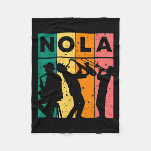 Mardi Gras Nola New Orleans Carnival 2025 Jazz Ret Fleece Blanket