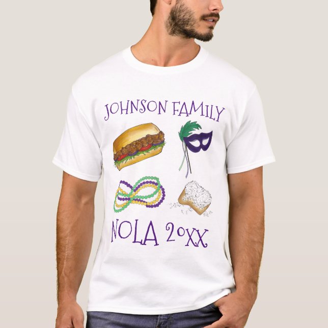 Mardi Gras NOLA New Orleans Family Vacation Trip T-Shirt (Front)
