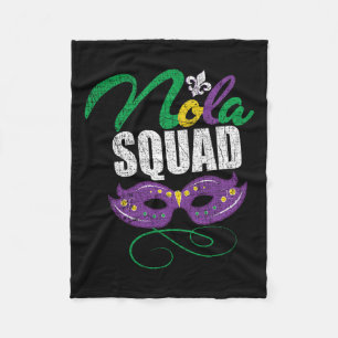Mardi Gras Nola Squad Distressed New Orleans Beads Fleece Blanket