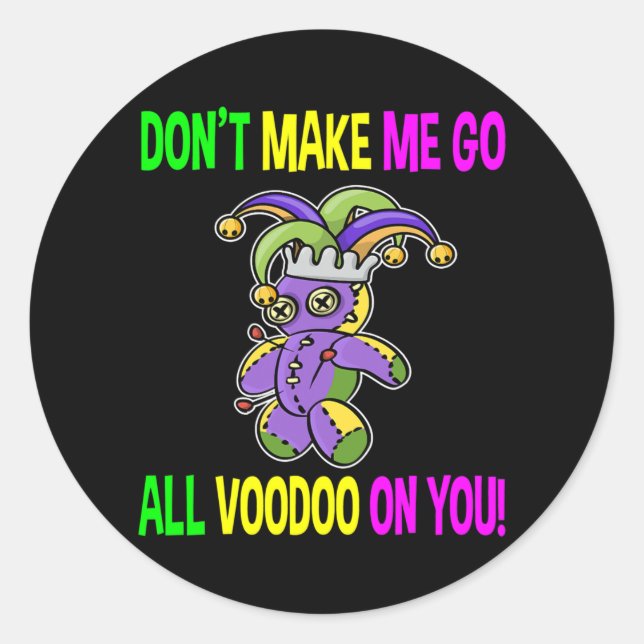 Mardi Gras Nola Voodoo Doll Costume For Women Men Classic Round Sticker (Front)