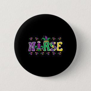Mardi Gras Nurse Jester Scrub Top Carnival Rn Icu 6 Cm Round Badge