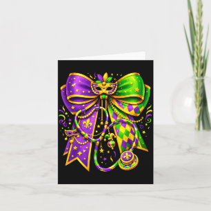 Mardi Gras Nurse Stethoscope Coquette Bow Mask Nur Card