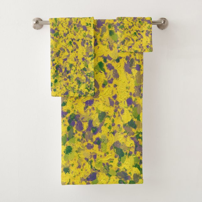 Mardi Gras Oil Abstract Bath Towel Set (Insitu)