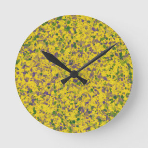 Mardi Gras Oil Abstract Round Clock