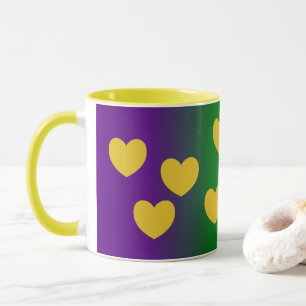 Mardi Gras Ombre with Hearts Mug