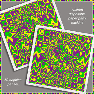 [Mardi Gras Op-Art] Purple Green Yellow Paper Napkin