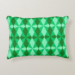 MARDI GRAS ORANGE & GREEN DIAMOND PATTERNS DECORATIVE CUSHION
