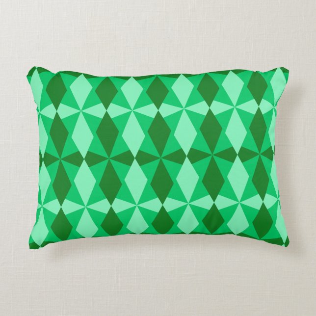 MARDI GRAS ORANGE & GREEN DIAMOND PATTERNS DECORATIVE CUSHION (Front)