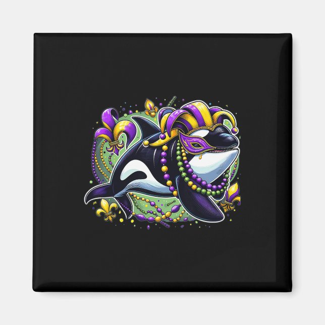 Mardi Gras Orca Whale  Magnet (Front)