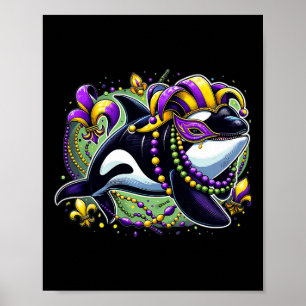 Mardi Gras Orca Whale  Poster