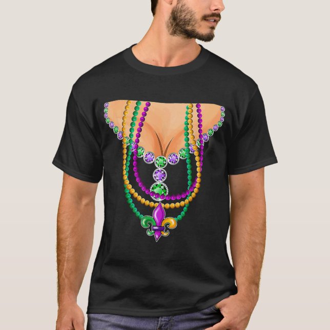 Mardi Gras Outfit Costume Mask Beads For Womens Gi T-Shirt (Front)