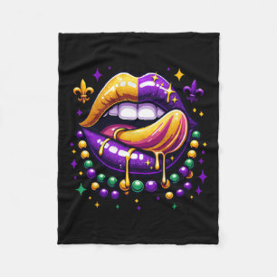 Mardi Gras Outfit Costume Men Women Mardi Gras Lip Fleece Blanket