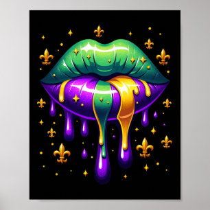 Mardi Gras Outfit Costume Men Women Mardi Gras Lip Poster