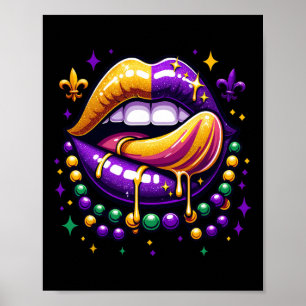 Mardi Gras Outfit Costume Men Women Mardi Gras Lip Poster