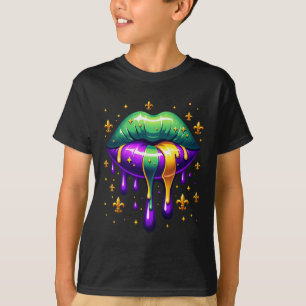 Mardi Gras Outfit Costume Men Women Mardi Gras Lip T-Shirt