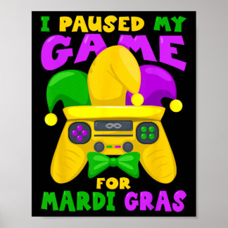 Mardi Gras Outfit For Men Kids Mardi Gras Gamer Vi Poster
