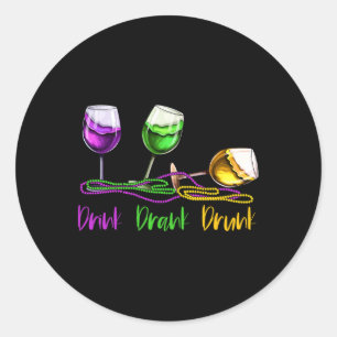 Mardi Gras Outfit For Women Men Wine Party Drink D Classic Round Sticker