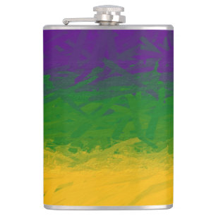 Mardi Gras Paint Hip Flask