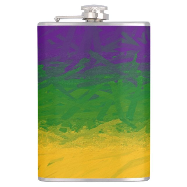 Mardi Gras Paint Hip Flask (Front)