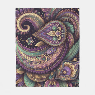 Mardi Gras paisley Fleur-de-lis  Fleece Blanket